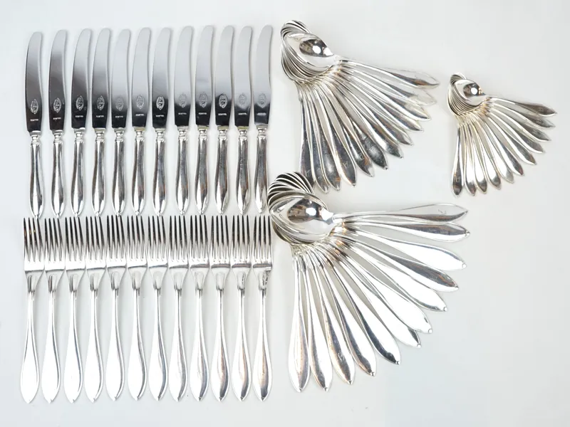 Bestickservis, 59 delar, nysilver, ''Svensk spets''.