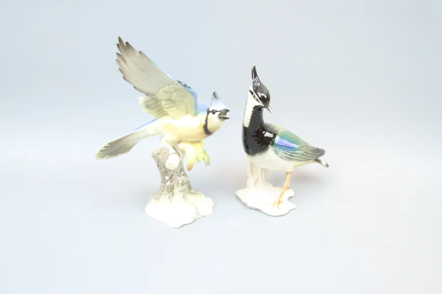 Figuriner, fåglar, 2 st, porslin, Tyskland.
