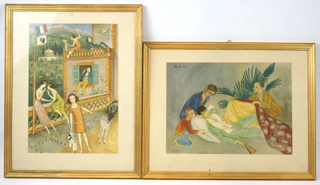 Nils Dardel, offsettryck, 2 st, signerade i trycket.