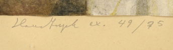 Gunhild Fryklund, ''Fuchsia'', stilleben, numrerad 49/75, signerad, 1948.