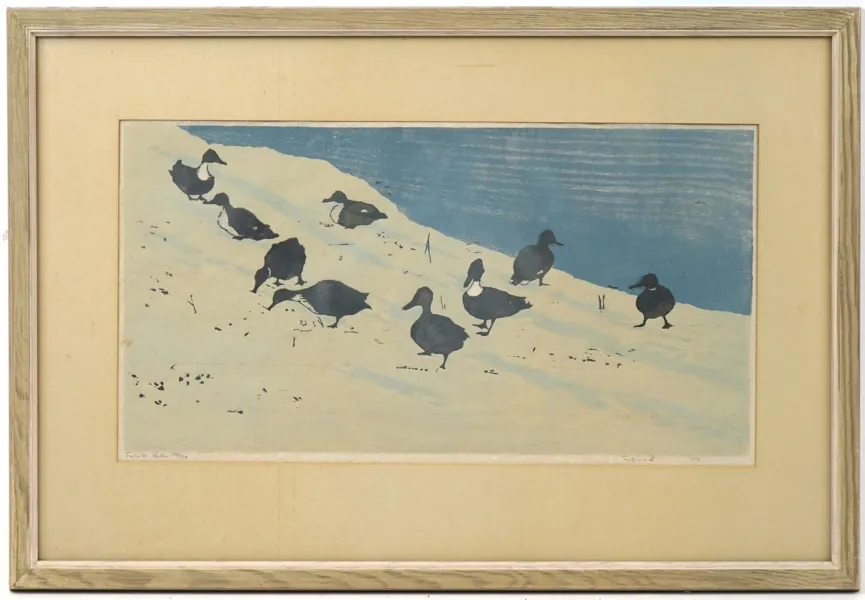 Torbjörn Zetterholm, ''Änder'', träsnitt 24/310, signerad, 1959.