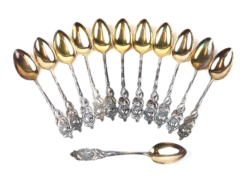 Kaffeskedar, 12 delar, silver.