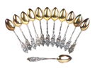 Kaffeskedar, 12 delar, silver.