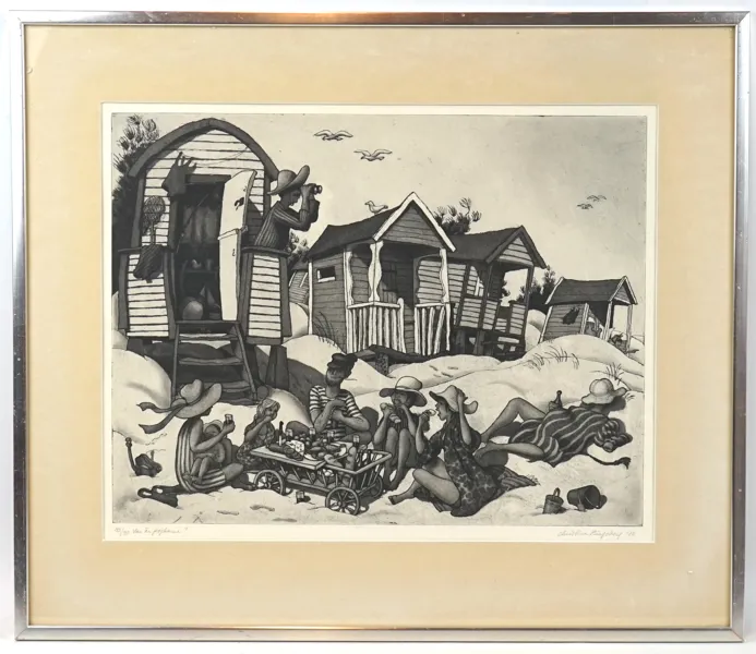 Christina Ringberg,''Var är pojkarna'', etsning 40/90, signerad, 1972.