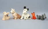 Figuriner, hundar, 5 st, porslin, bl.a Sylvac.