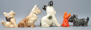 Figuriner, hundar, 5 st, porslin, bl.a Sylvac.