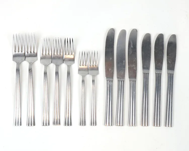 Folke Arström, bestickservisdelar, 13 st, rostfritt stål, ''Thebe'', Gense.