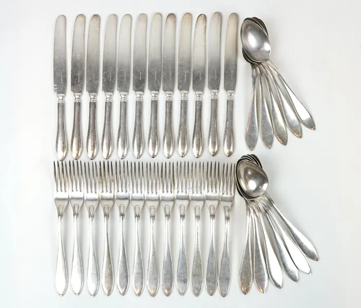 Bestickservisdelar, 25 st, rostfritt stål, ''Svensk Spets''.