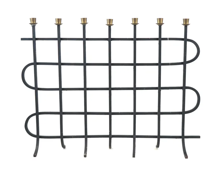 Ljusstake för 7 st ljus, smide/mässing.