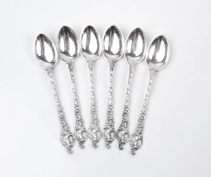 Kaffeskedar, 6 st, silver 830.