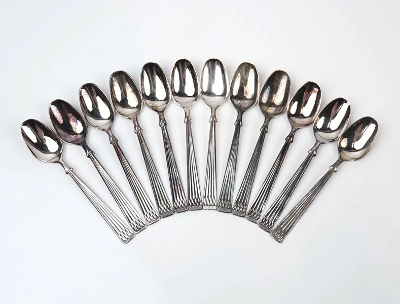 Kaffeskedar, 12 st, silver 830, ''Arvsilver'', Th. Marthinsen.