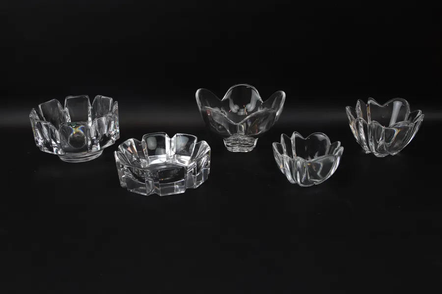 Skålar, 5 st, glas, Orrefors.