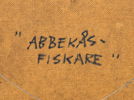 Carsten Ström, ''Abbekås-fiskare'', olja på pannå, signerad.
