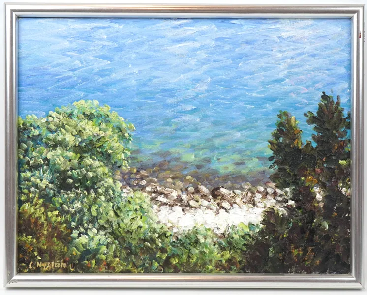Conny Nyström, ''Stenshuvud'', olja på duk, signerad, 1987.