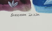 Madeleine Pyk, ''Sommaren är här'', blandteknik på papper, signerad.