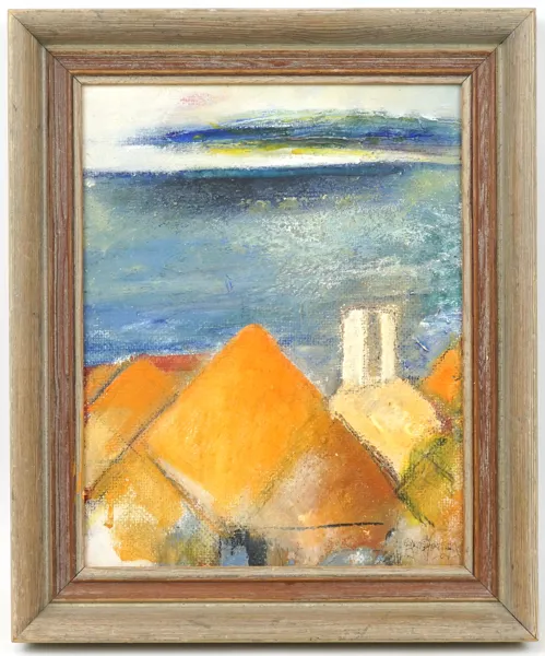 Gert Jönsson, ''Bornholm/Gudhjem I'', olja på pannå, signerad, 2004. 