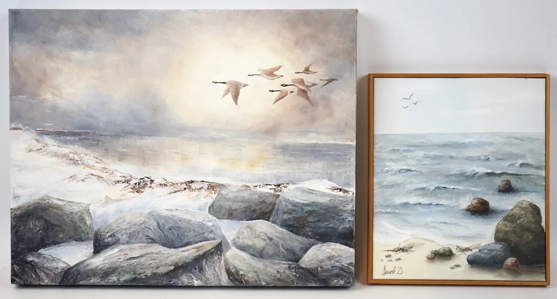 Stefan Mårtensson och Anneli Bengtsson, olja på duk, 2 st, signerade.