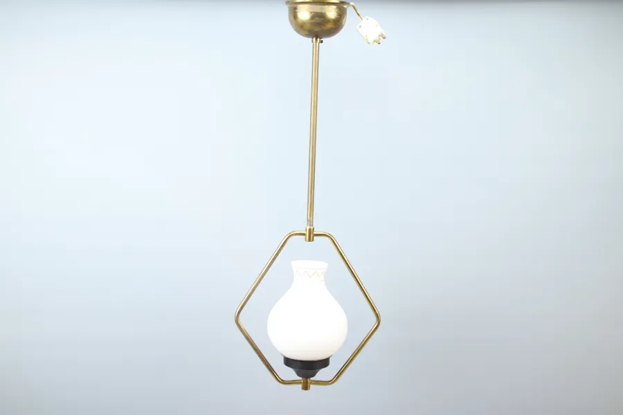 Taklampa, glas/metall, 1900-tal.