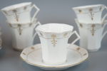Kafferservis, 6 delar, porslin, handmålad gulddekor, jugend, 1800/1900-tal.