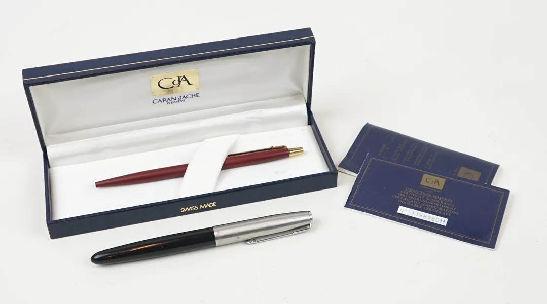 Pennor, 2 st, Caran d'ache Geneve och Parker.