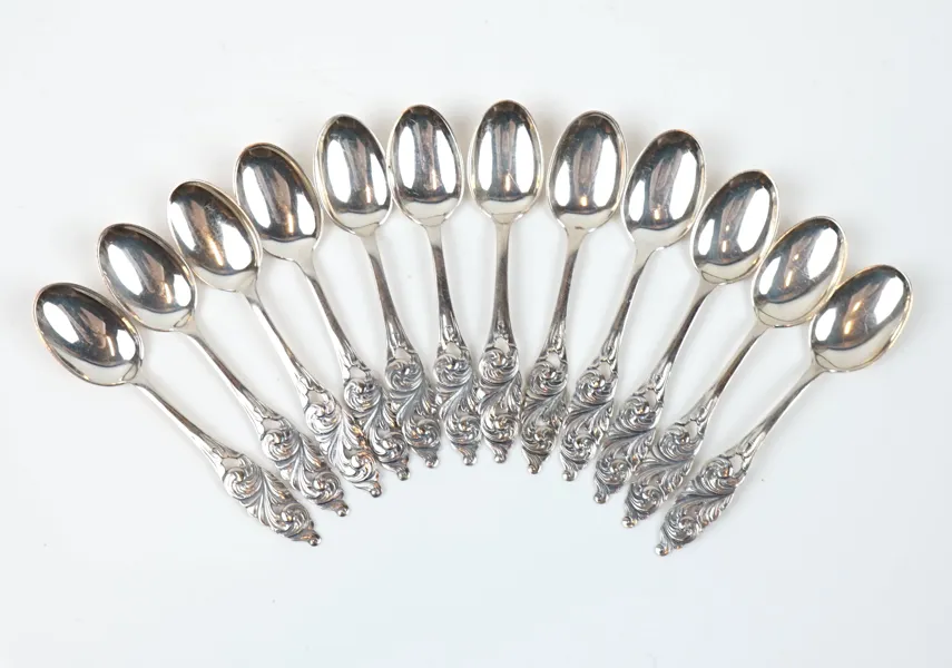 Kaffeskedar, 12 st, silver 830.
