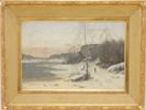 Oidentifierad konstnär, olja på duk, "Solnedgång från Småland, osignerad, 1800/1900-tal.