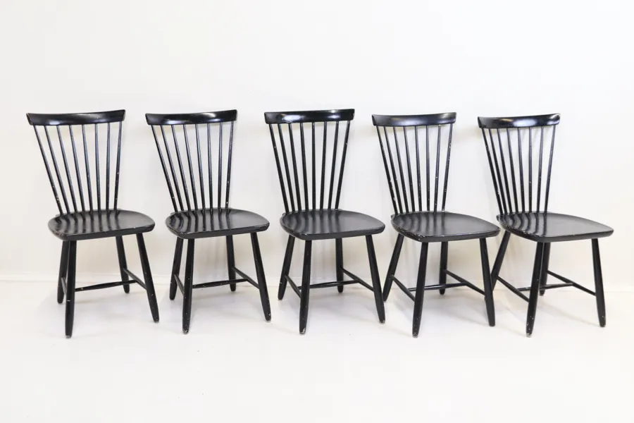 Carl Malmsten, "Lilla Åland", stolar, 5 st, svartlackerad björk.