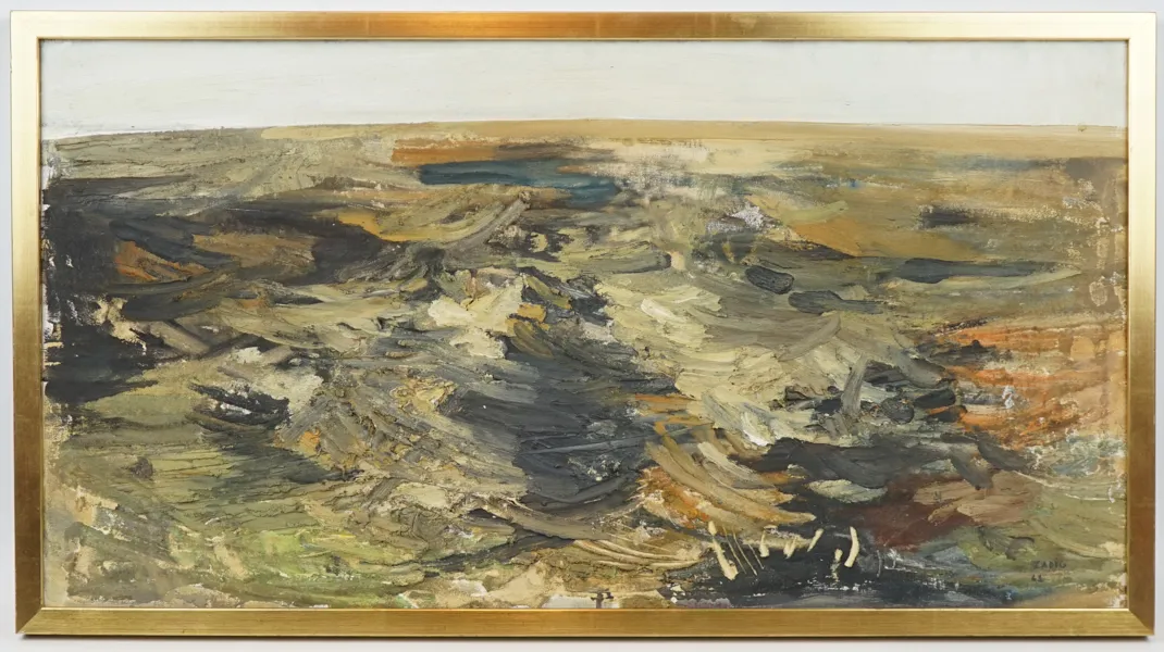 Jaques Zadig, ''Svedjemark'', olja på duk, signerad, 1962.