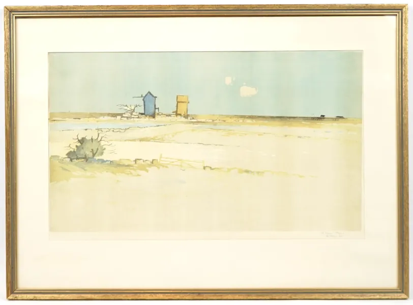 Åke Pettersson-Nåw, ''Två kvarnar'', litografi 313/400, signerad.