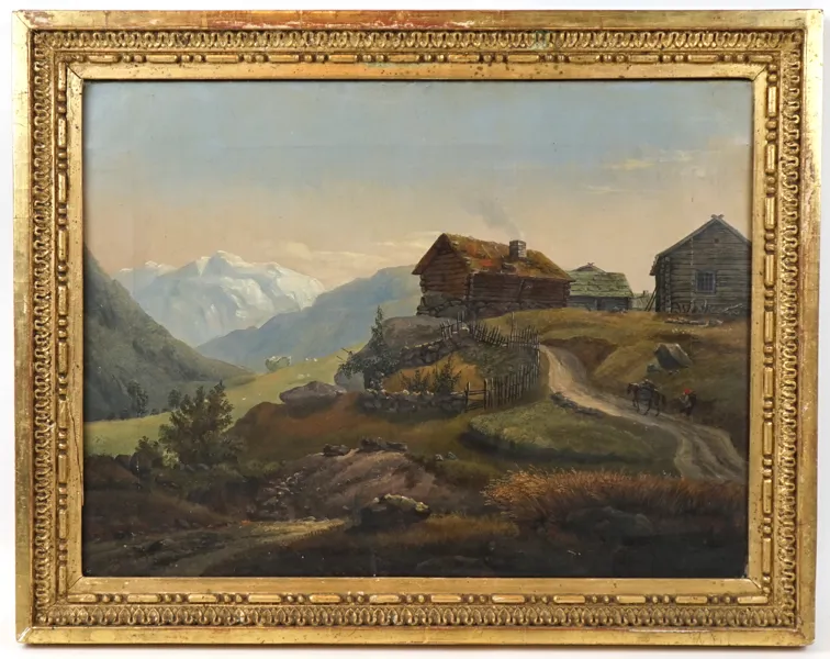 Oidentifierad konstnär, alplandskap, otydligt signerad, 1800-tal.