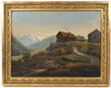 Oidentifierad konstnär, alplandskap, otydligt signerad, 1800-tal.