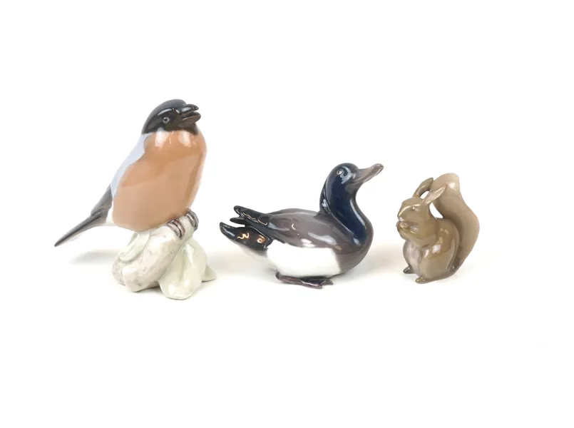 Figuriner, 3 st, porslin, Bing & Gröndahl och Royal Copenhagen.
