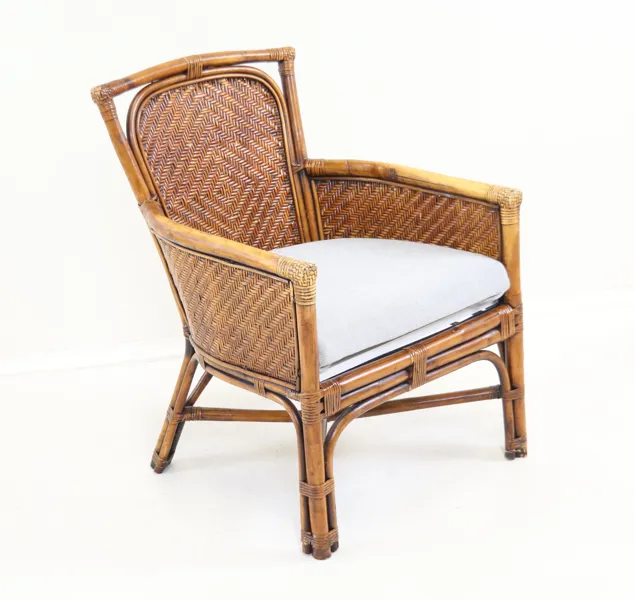 Fåtölj, bambu/rotting/textil.
