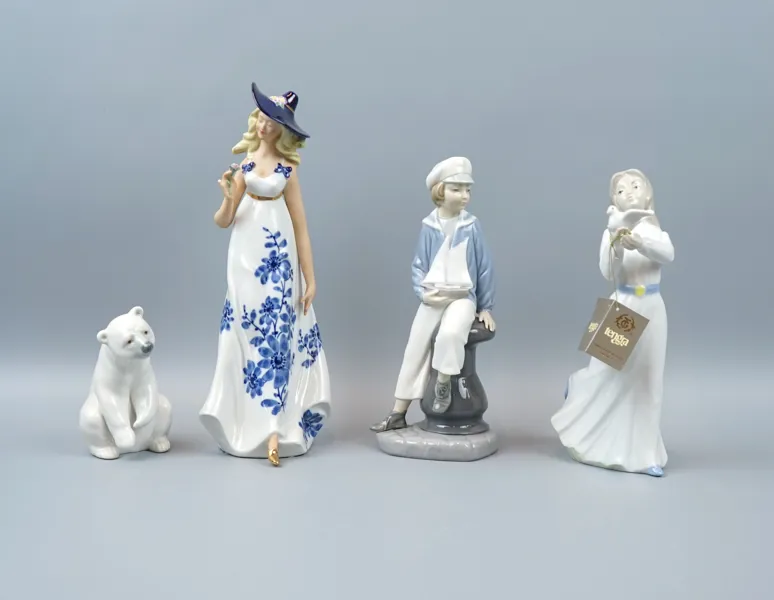 Figuriner, 4 st, porslin, bl.a Lladro.