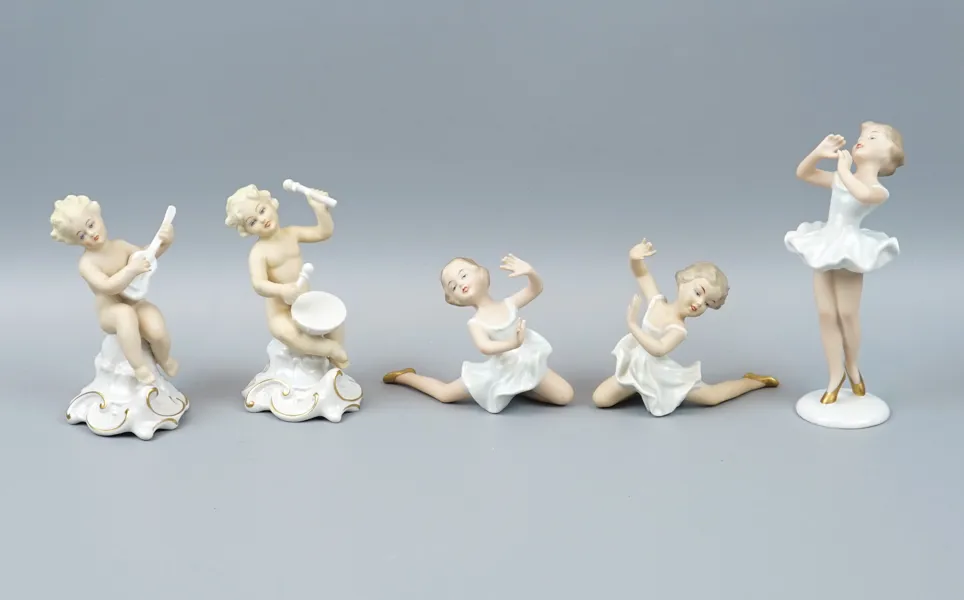 Figuriner, 5 st, porslin, Wallendorf och Schaubach Kunst.