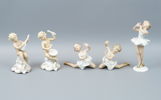 Figuriner, 5 st, porslin, Wallendorf och Schaubach Kunst.