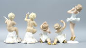 Figuriner, 5 st, porslin, Wallendorf och Schaubach Kunst.