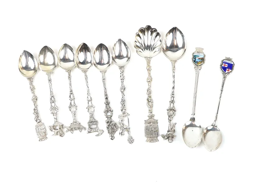Souvenirskedar, 10 st, silver 800.