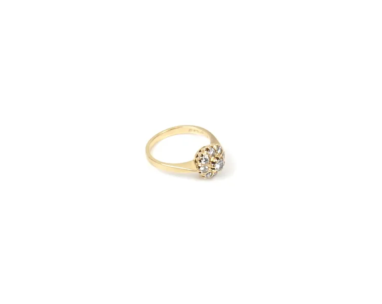 Carmose-ring, 18K guld med brillianter, 1+8 st, kvalité SWI.