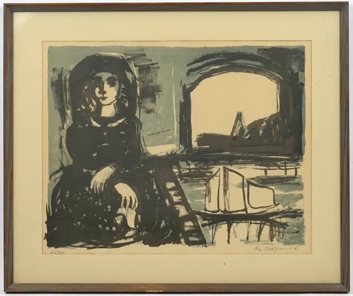 Ola Billgren, litografi  21/210, signerad, 1961.