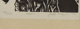 Belle Engman, ''Häst'', träsnitt 29/150, signerad, 1976.