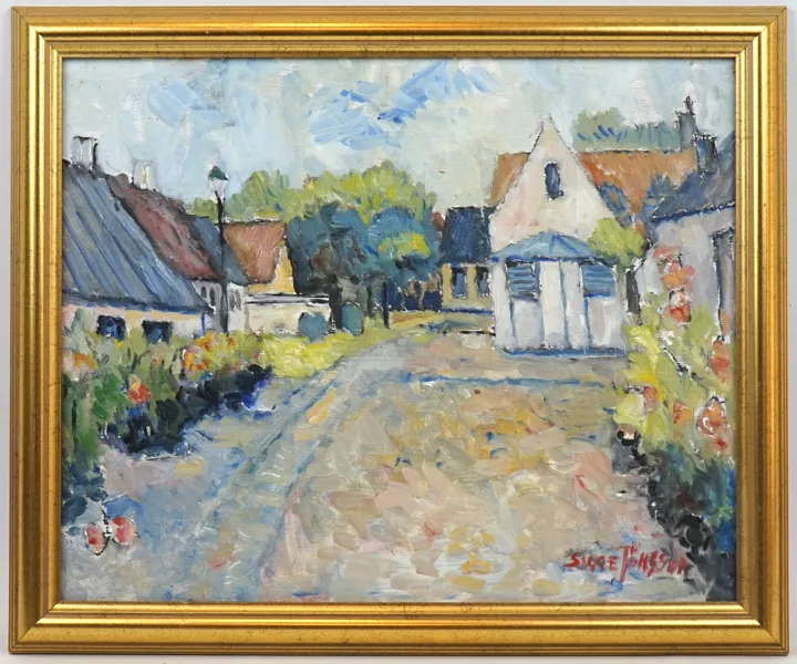 Oidentifierad konstnär, ''Skillinge'', olja på pannå, signerad Sigge Jönsson.