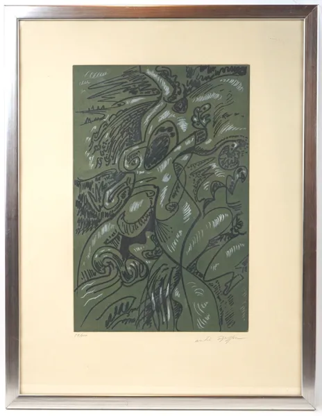 André Masson, ''Bonjour Max Ernst'', etsning 29/100, signerad.