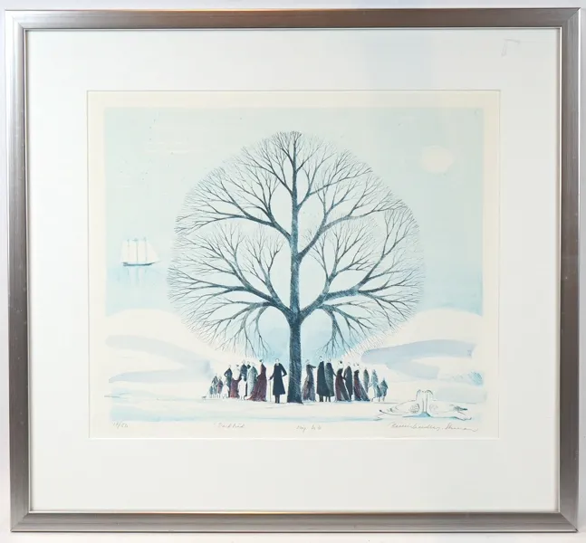 Kerstin Lundberg-Stenman, ''Vårträd'', litografi 17/50, signerad.