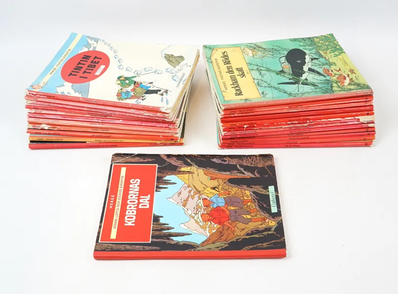 Seriealbum, Tintin, komplett, samt Kobrornas Dal.