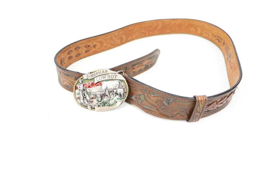 Bälte, läder, Arroyo Grand Buckle Co, Larry Mahan.
