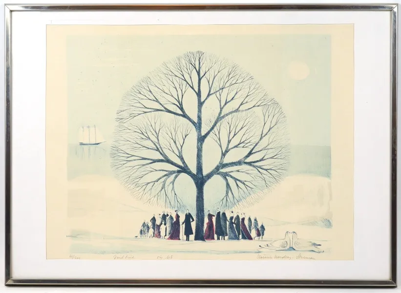 Kerstin Lundberg-Stenman, "Vårdträd", litografi 66/200, signerad.