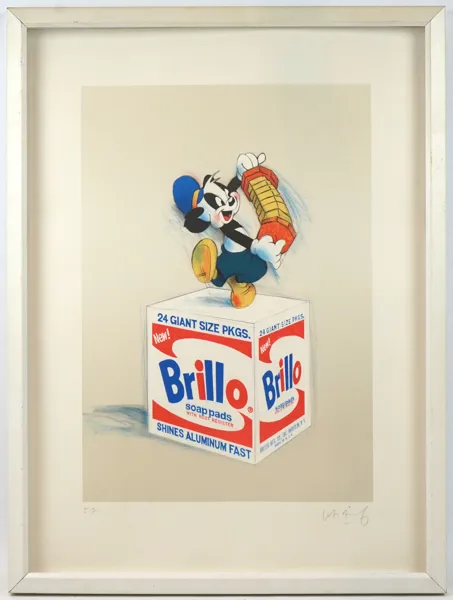 Lasse Åberg, ''Brillo'', litografi E.A., signerad.