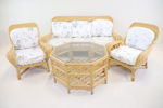 Soffgrupp, 4 delar, bambu/ glas/ textil.